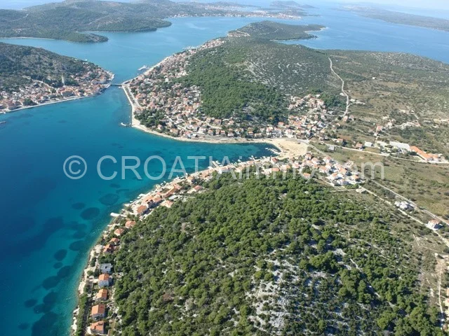 Aerial view of agricultural land in Tisno