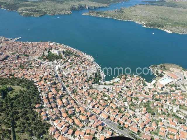 Aerial view of building land in Sibenik center