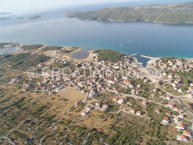 Aerial view of building land in Zablace near Sibenik