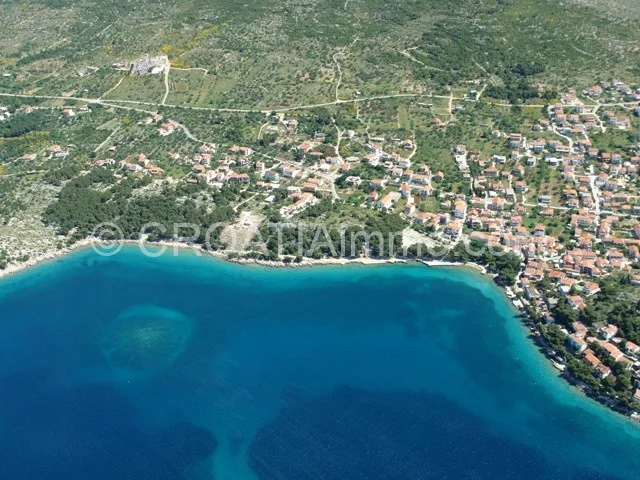 Aerial view of building land in Sovlje near Tribunj