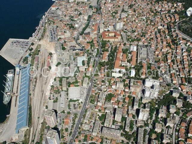 Aerial view of hotel in Sibenik center