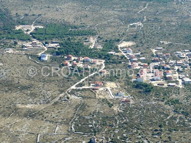 Aerial view of house with pool with garden in Vodice hinterland