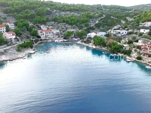 Aerial view of house with sea view with garden on Zirje Island