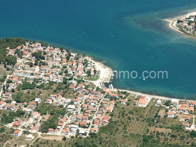 Aerial view of luxury newly built villa with pool in Bilice